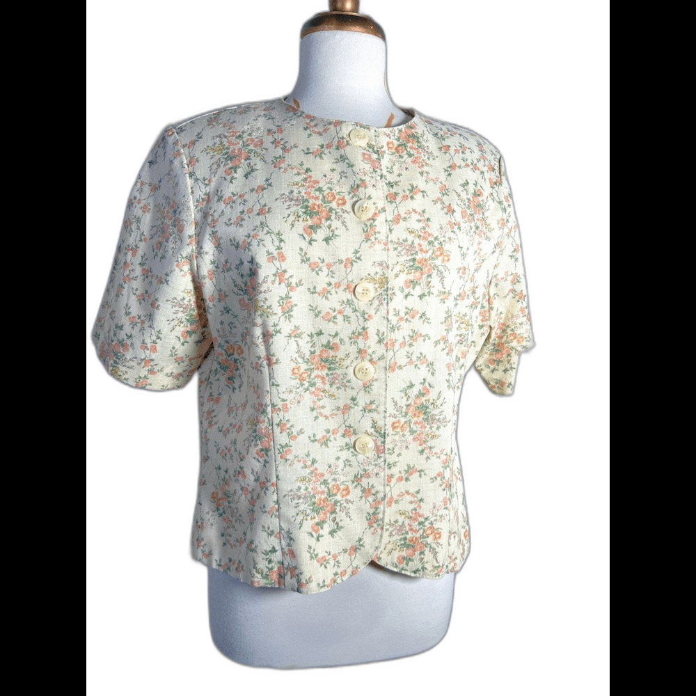 Alfred Dunner Blazer Size 16 Vintage 80's English Garden Soft Feminine Jacket